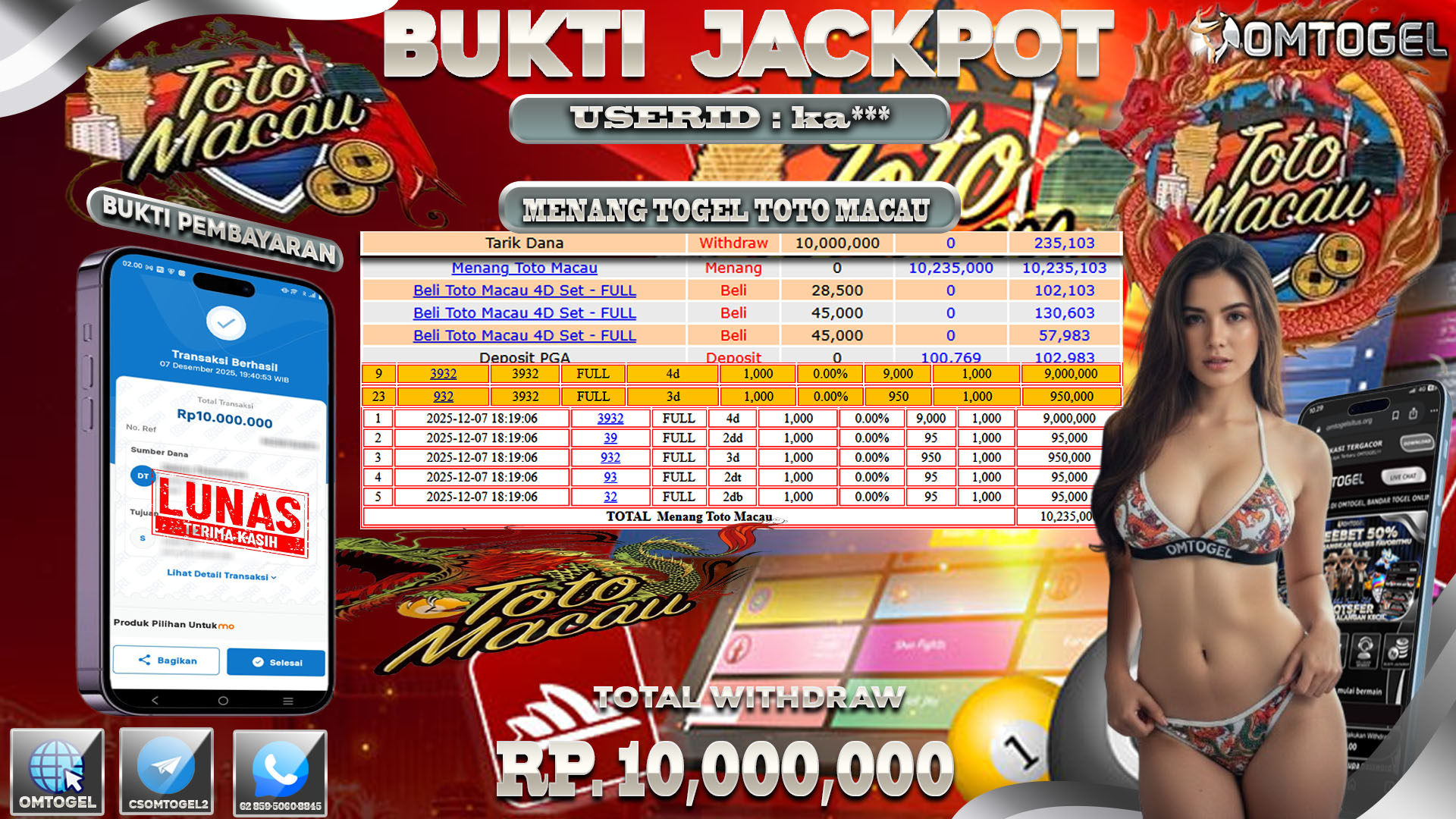 OMTOGEL JACKPOT TOGEL TOTOMACAU4D ,10 JUTA DI BAYAR LUNAS ,-