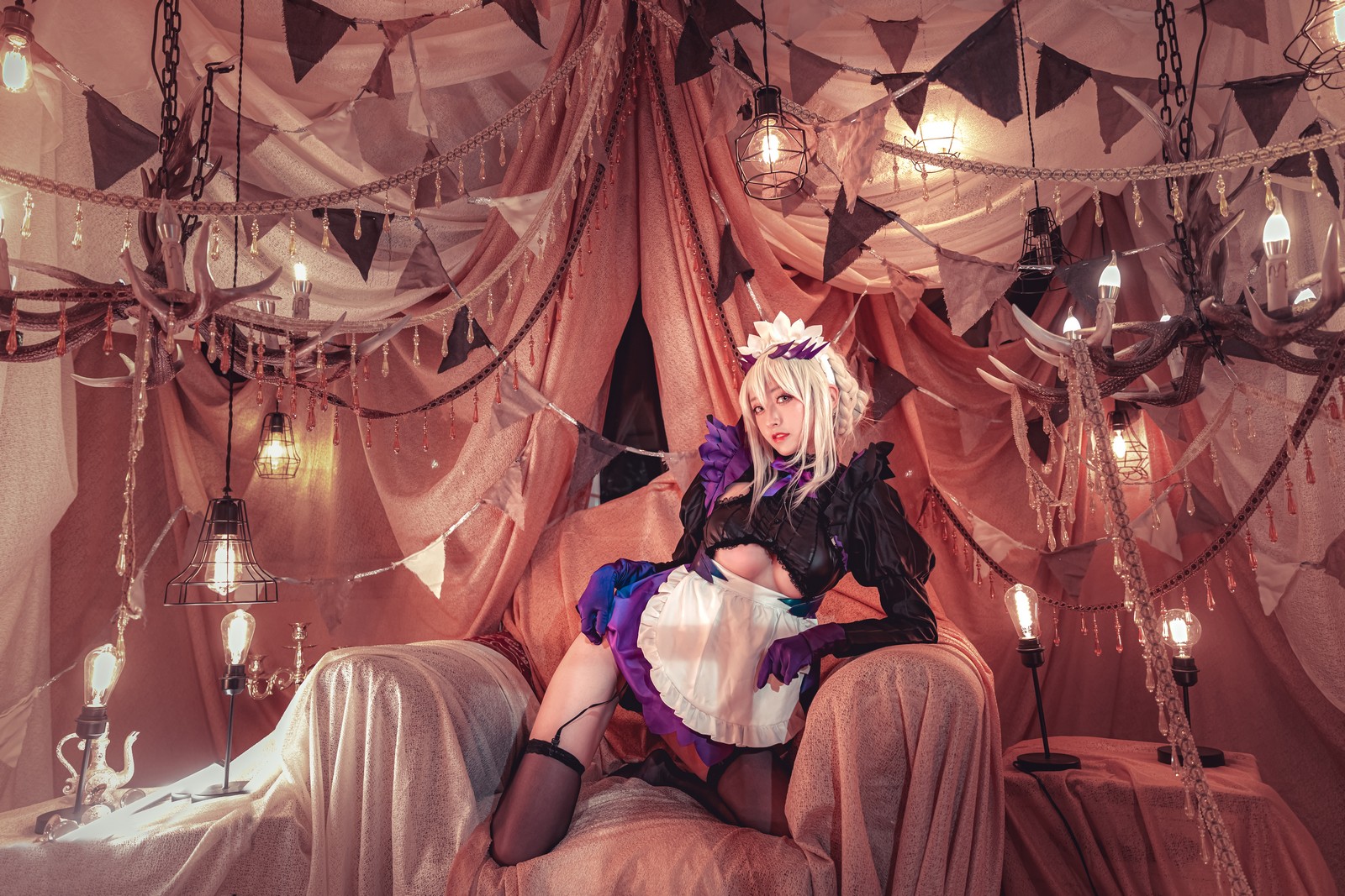 冬马路纱 黑枪呆 Cosplay 写真合集｜FGO 阿尔托莉雅 黑化版 图集＋视频（40P＋1V｜685MB）插图2