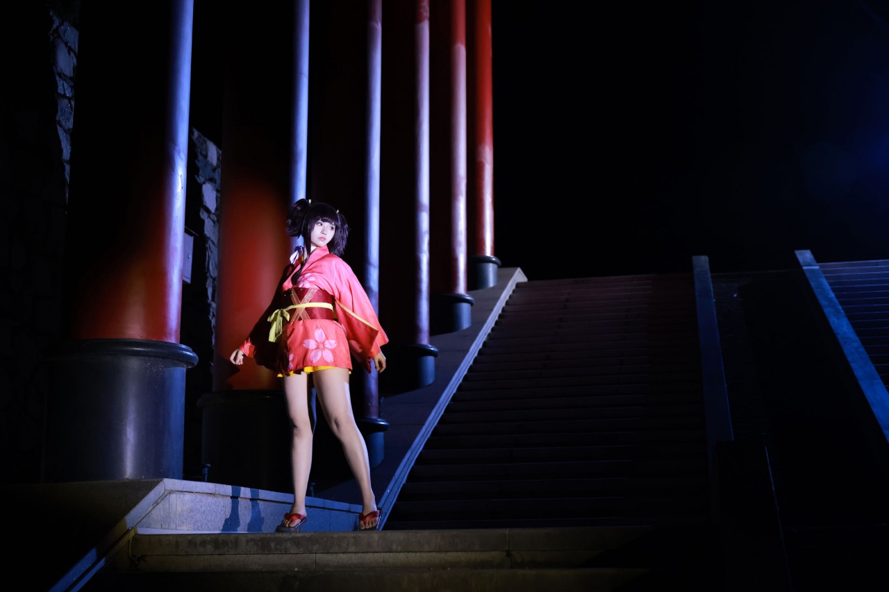 g44不会受伤《甲铁城的卡巴内瑞 无名》写真照，和服小姐姐的治愈系夜拍插图