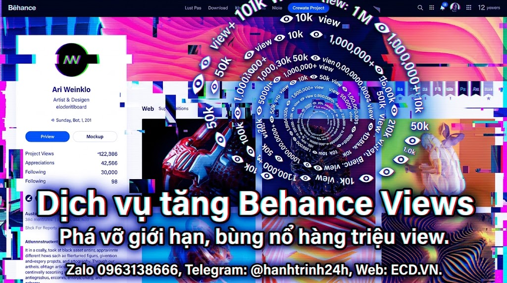 dịch vụ tăng behance views đảm bảo adobe behance