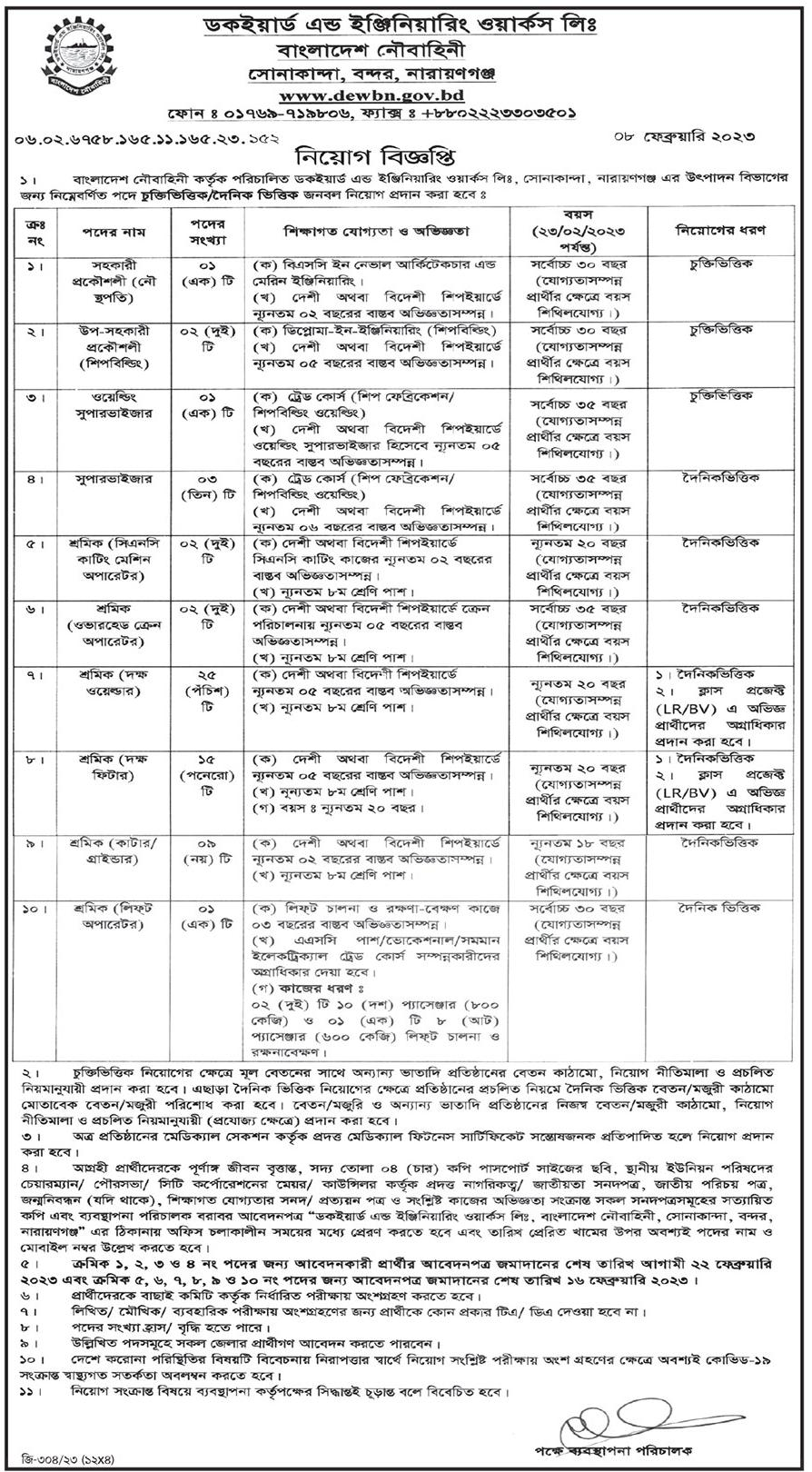 DEWBN Job Circular Apply Procedure 2023