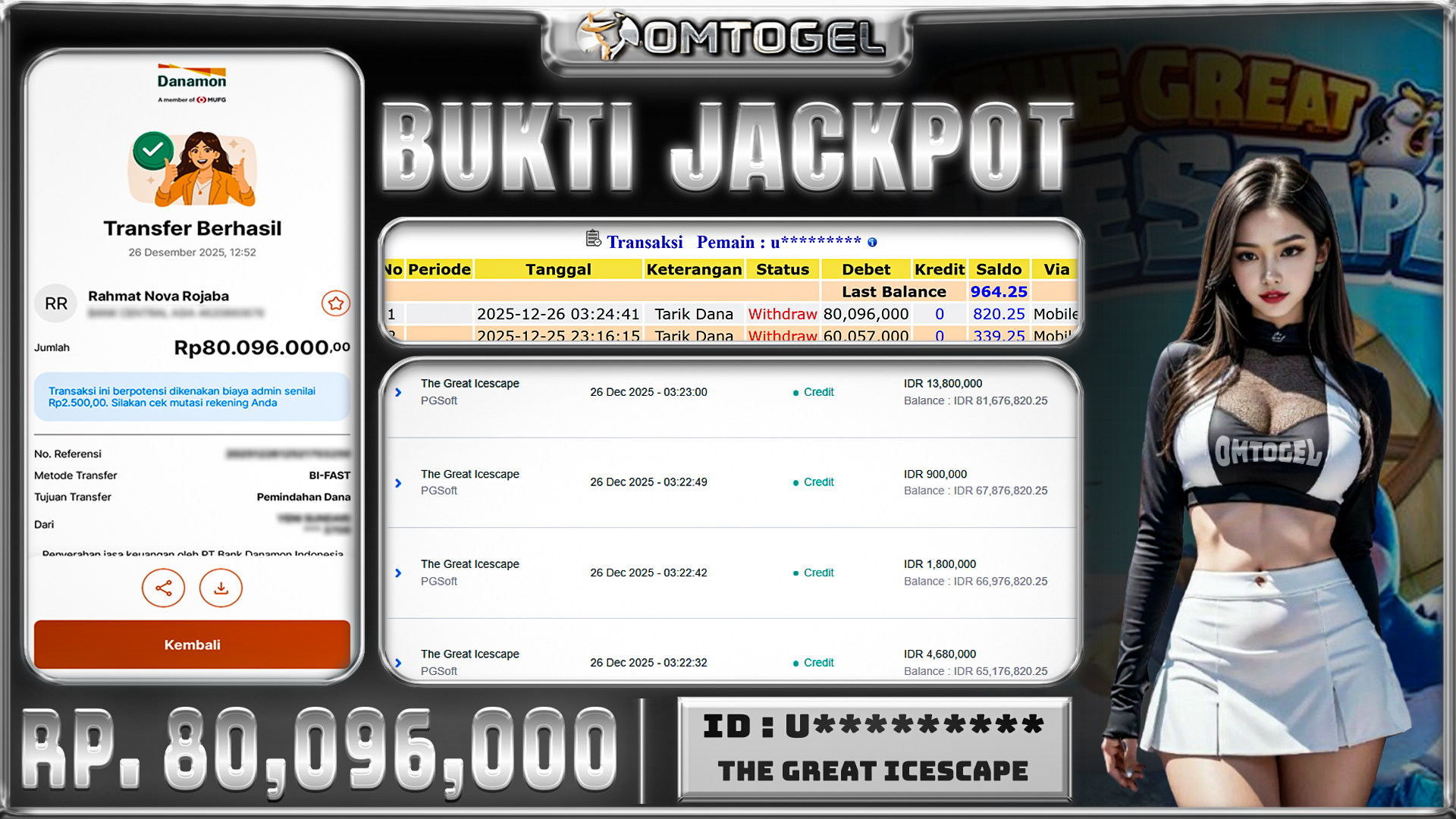 OMTOGEL JACKPOT PGSOFT THE GREAT ICESCAPE ,80 JUTA DI BAYAR LUNAS ,-