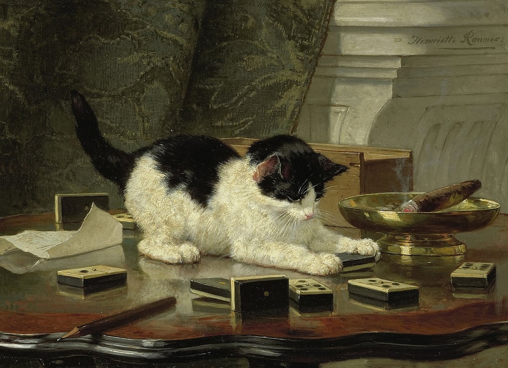 2-Henritte-Ronner-Knip-Kittens-Game-ca-1860-1870-Meister-Drucke-793926