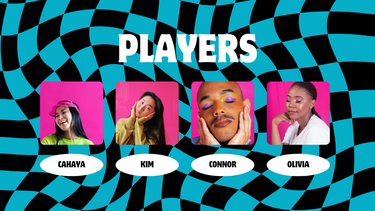 Blue Pink Cool Retro Wavy Checkered Game Night Animated Game Presentation