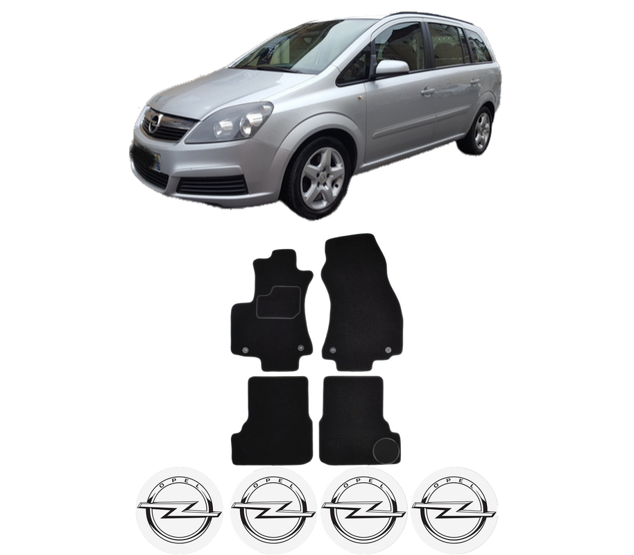 Set Covorase Presuri OPEL ZAFIRA B Box Body/MPV (A05) din 2005-2015, Auto, Material Textil Mocheta, 4 Stickere auto cu OPEL