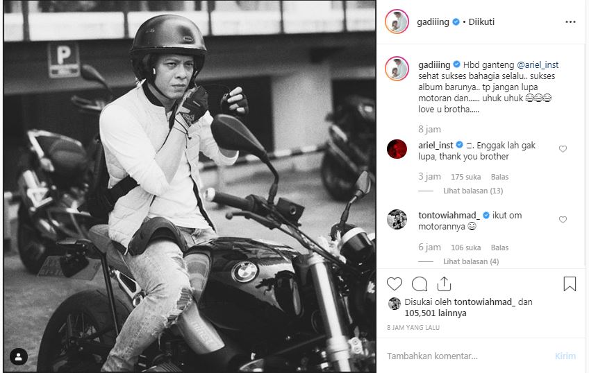 Gading Marten berikan ucapan selamat untuk Ariel NOAH