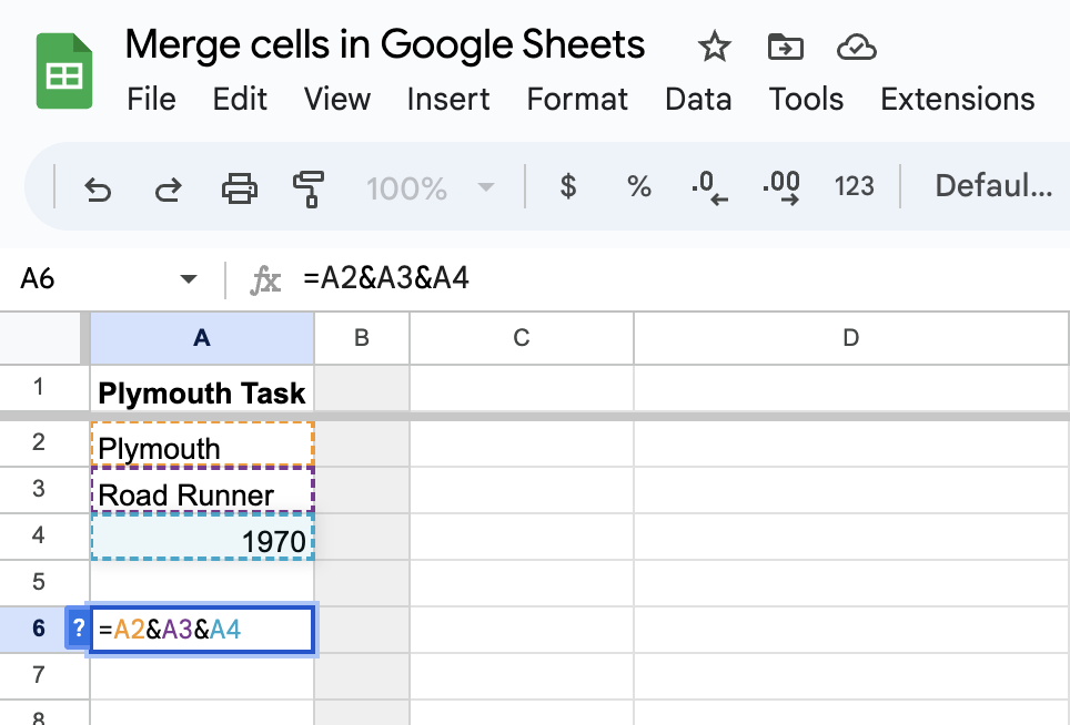 merge cells in google sheets