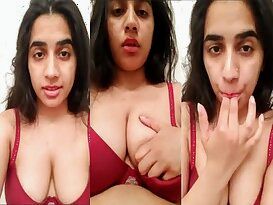 Hot girl in red bra showing her boob full nude exclusive viral video
