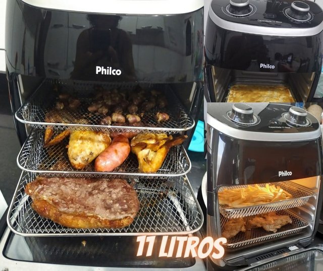 Fritadeira Elétrica Philco Air Fry Oven Sem Óleo PFR2000P Preto/Inox