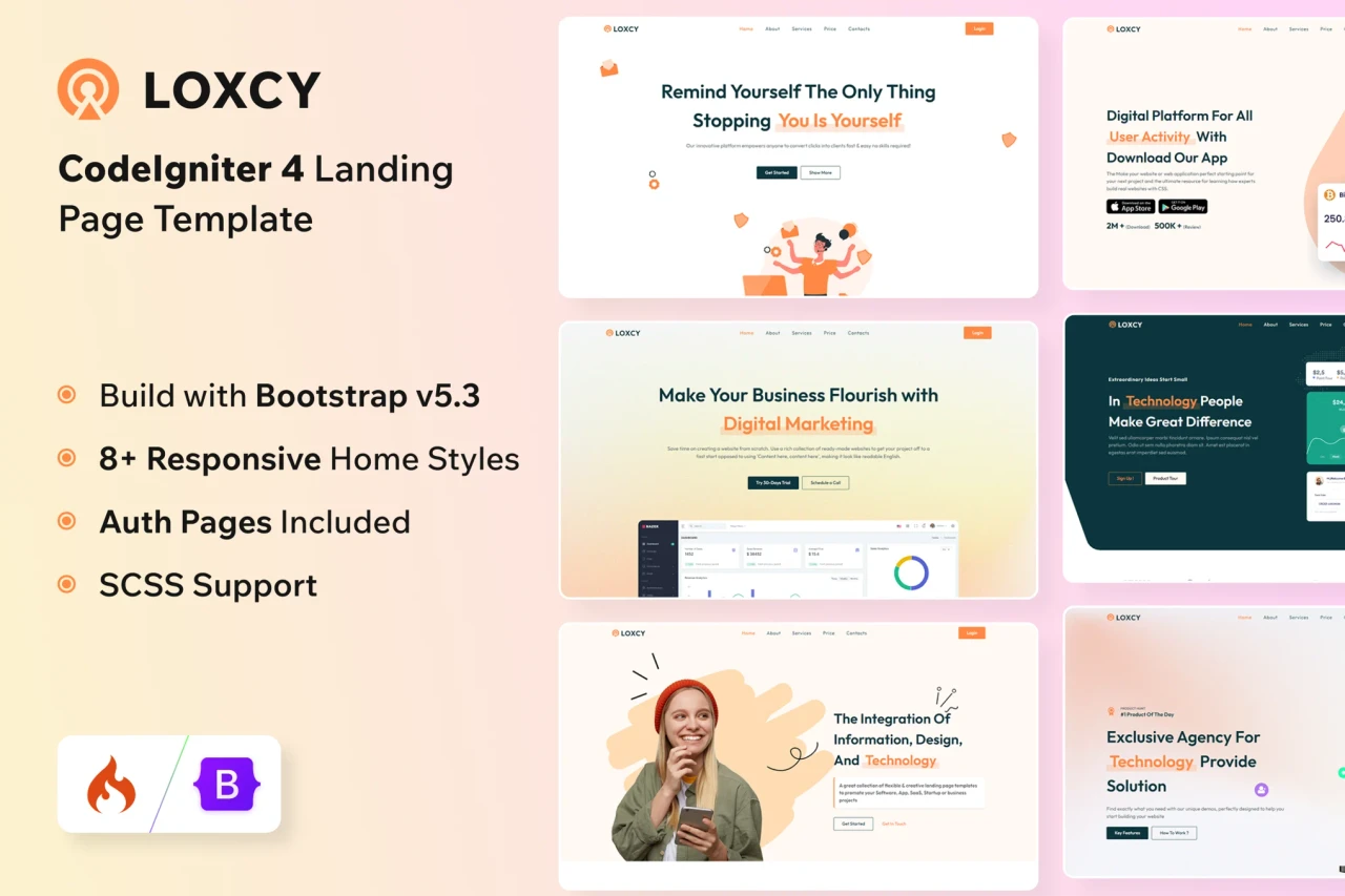 Loxcy - CodeIgniter 4 Landing Page Template