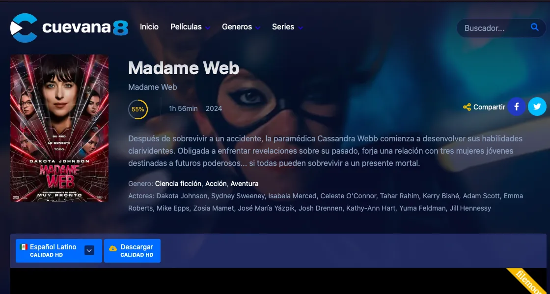 Accede de forma segura al verdadero sitio de Cuevana 8 para ver películas y series