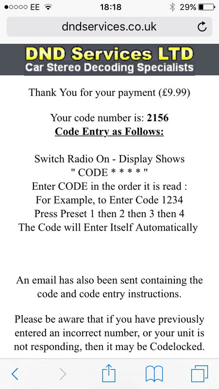 Radio code 1