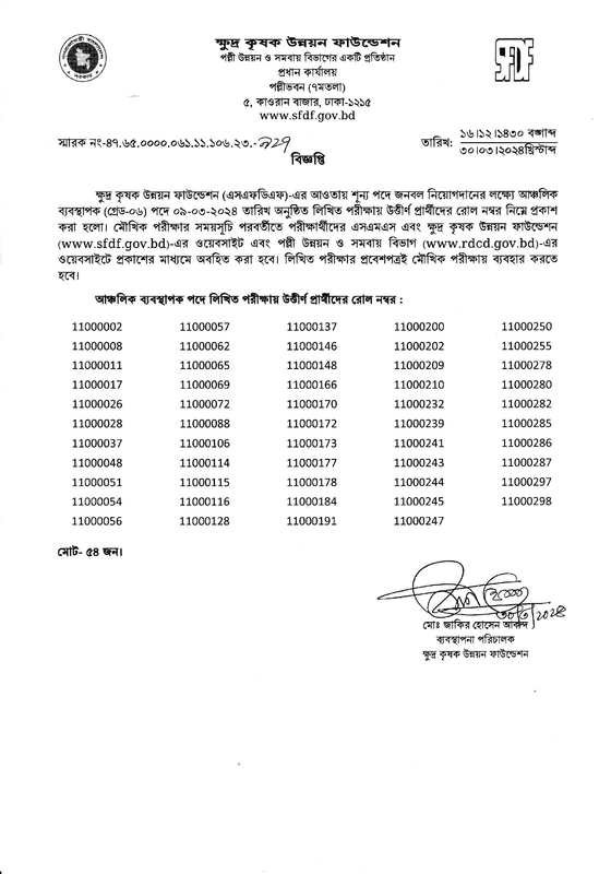 SFDF-Regional-Manager-Exam-Result-2024-PDF