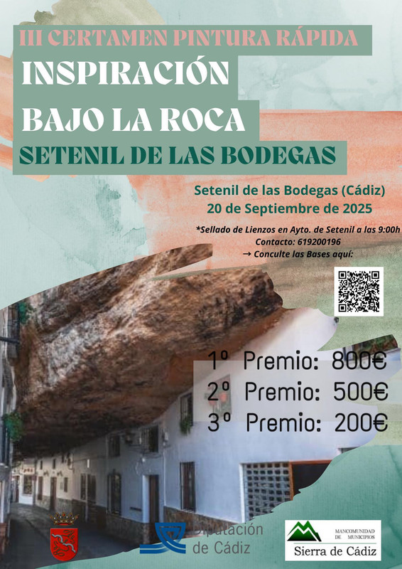 Inspiración bajo la roca. Certamen de Pintura Rápida de Setenil.