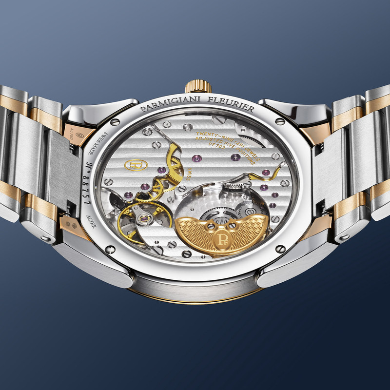 Parmigiani Tonda PF Micro Rotor No Date two tone Steel and Rose Gold stone blue dial 6