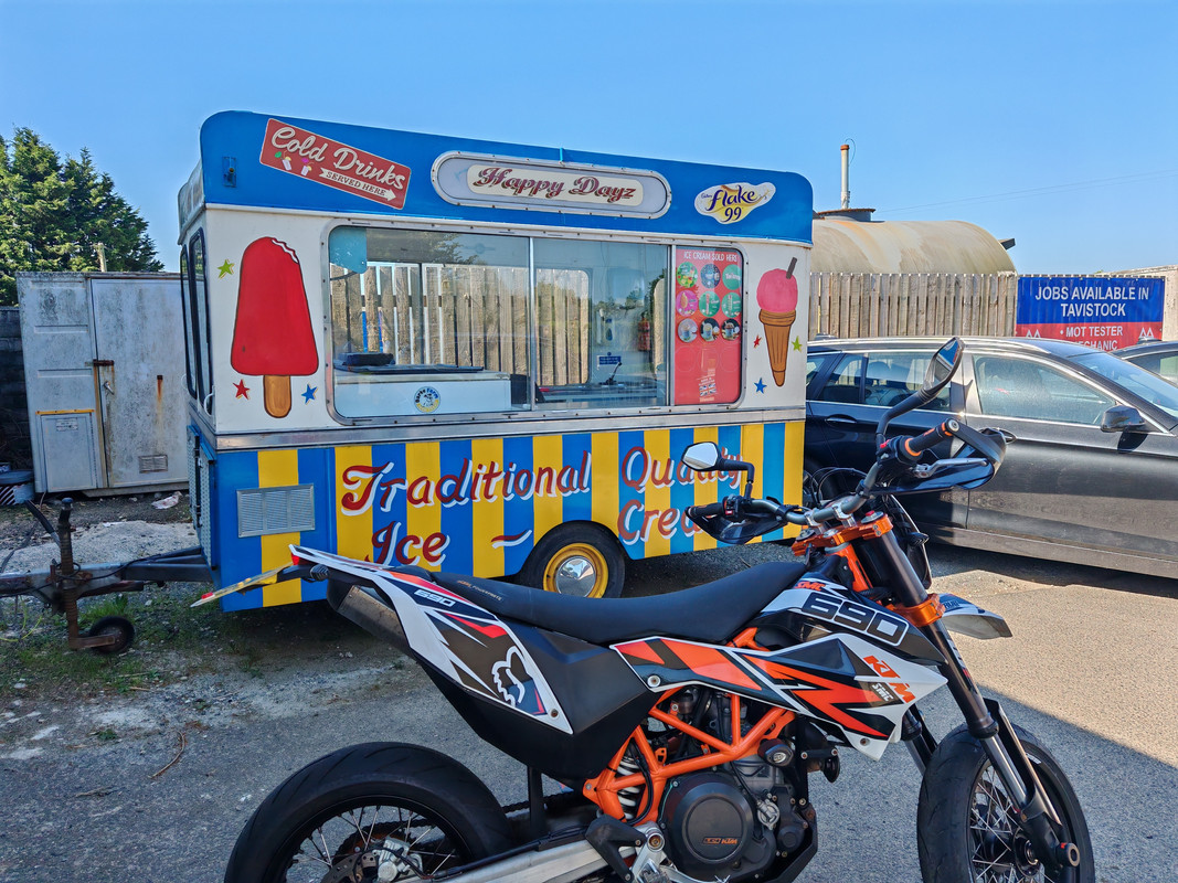 By an ice cream truck