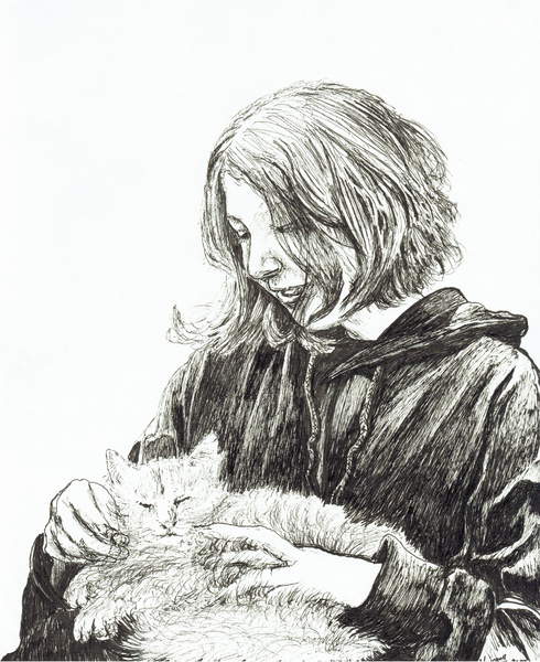 Vincent-Alexander-Booth-Girl-and-cat-2022-Meister-Drucke-1420741
