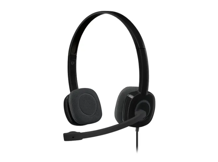 Headset Logitech H151 com arco de cabeça ajustável e almofadas de espuma
