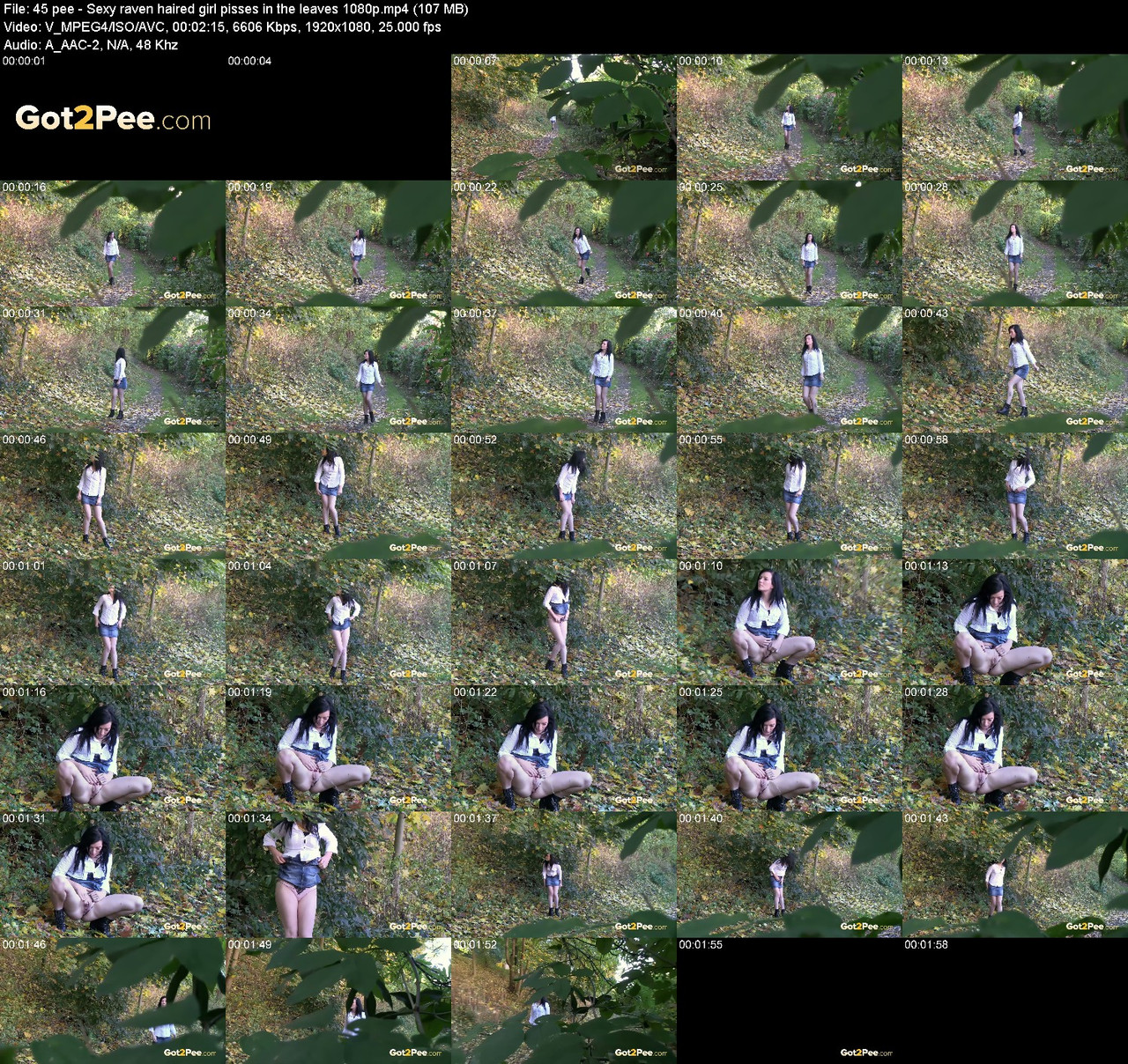 45 pee Sexy raven haired girl pisses in the leaves 1080p