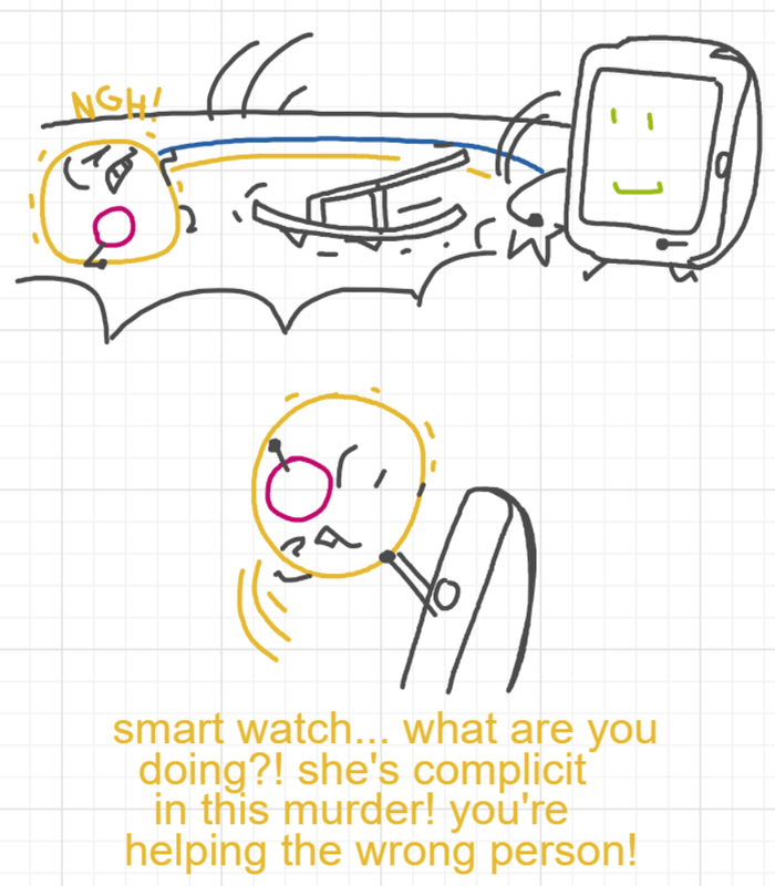 A panel from A Murder On The, episode six of the Board Boards object show by Furretwalk/WalkingFurret.