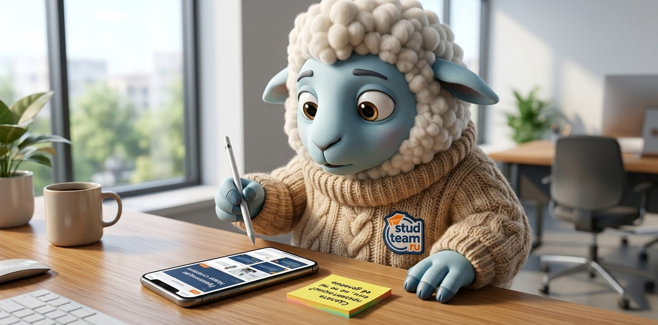 the sheep is standing on a wooden desk