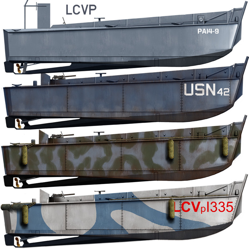 Quelle couleur appliquer sous la ligne de flottaison des LCVP US ? Image