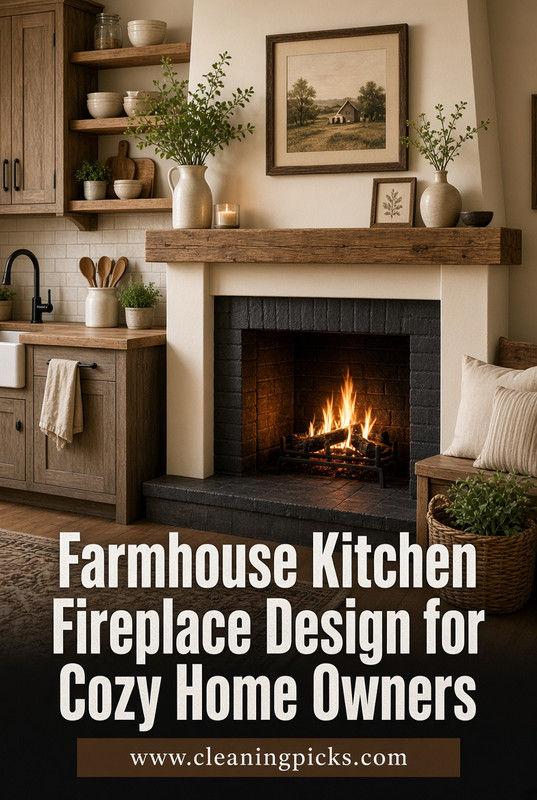 2 Farmhouse Kitchen Fireplace Design for Cozy Home Owners