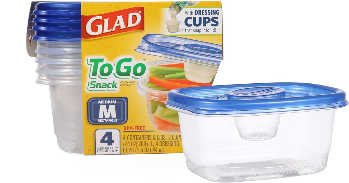 GladWare To Go Containers: 4-Pack with Dressing Cups – Only .xx! GladWare To Go Containers: 4-Pack with Dressing Cups – Only .xx!