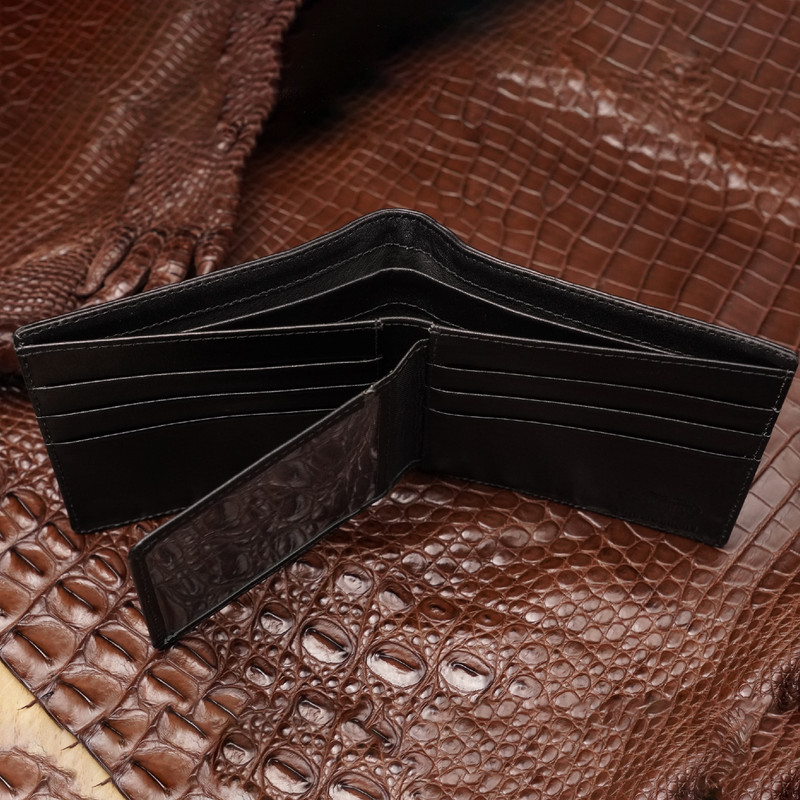 Black Genuine Crocodile Leather Men Wallet Bifold Skin Black Genuine Crocodile Leather Men Wallet Bifold Skin