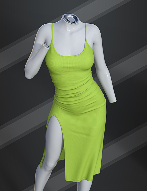 dForce SU Split Slip Dress for Genesis 9, 8.1, and 8 Female