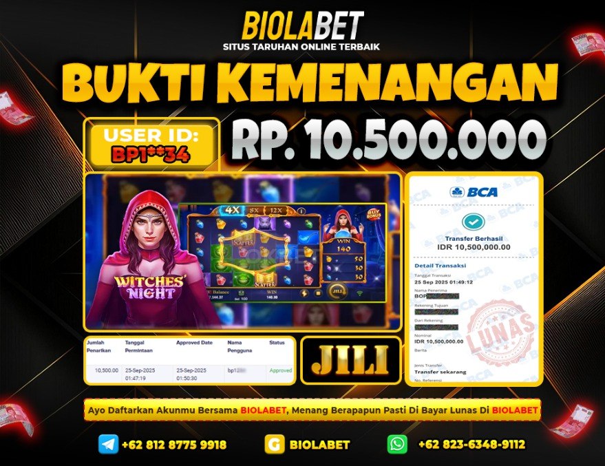 BIOLABET JACKPOT Jili Rp.10.500.000.,- LUNAS
