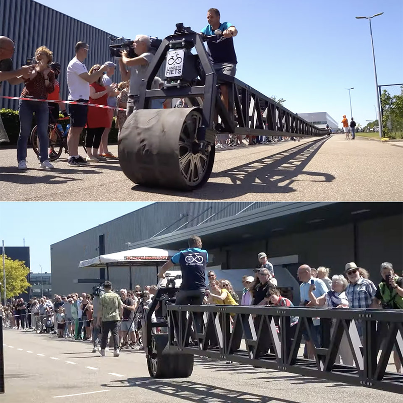 Construyen la Bicicleta más Larga del Mundo, mide 55 metros y no es Demasiado Práctica