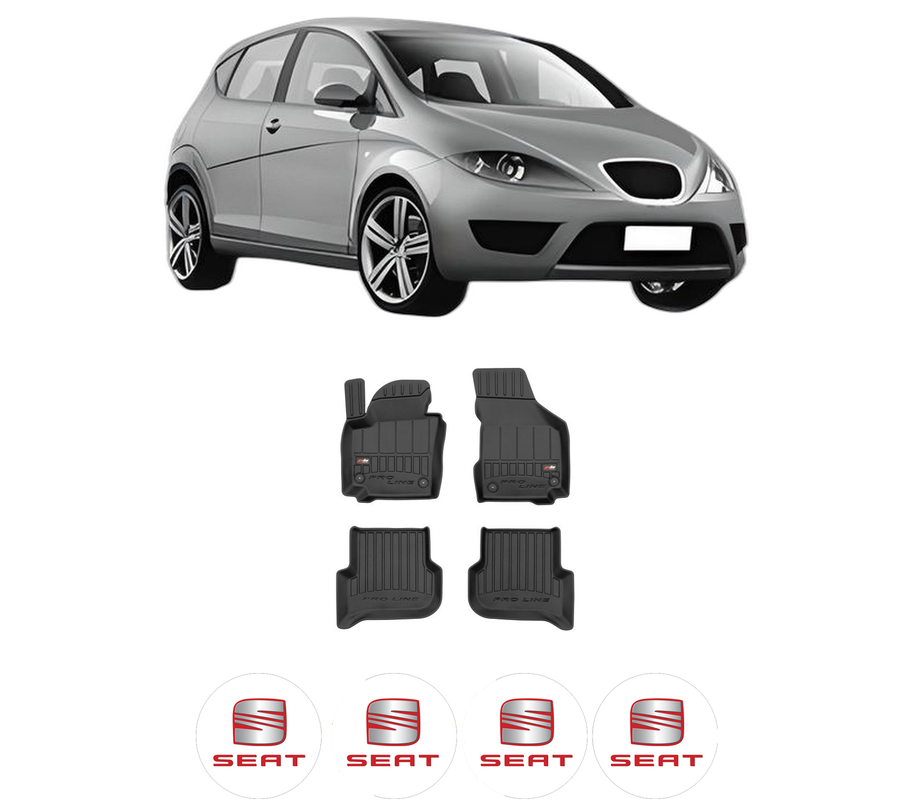 Set covorase presuri SEAT ALTEA (5P1) din 2004-2015, auto, din cauciuc thermoplastic, 4 Stickere auto cu SEAT