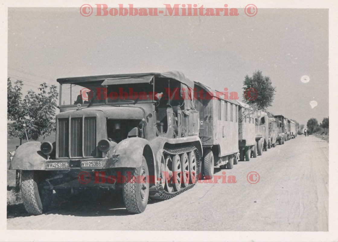 Foto Büssing SdKfz 7 schwere Halbkette 8.t Zugkraftwagen Sonderanhänger