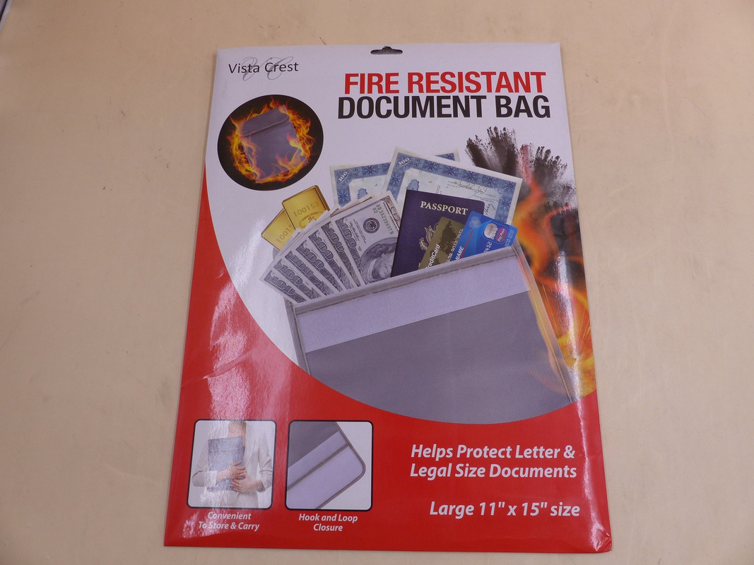 VISTA CREST 46984 FIRE RESISTANT DOCUMENT BAG 11" X 15"