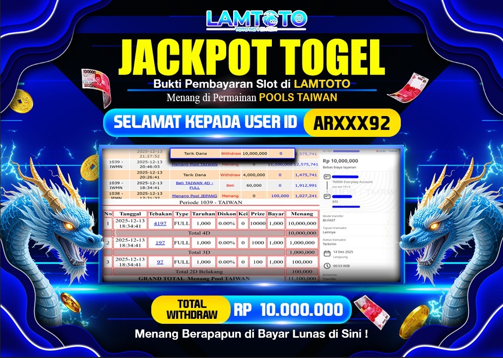 BUKTI JACKPOT LUNAS LAMTOTO