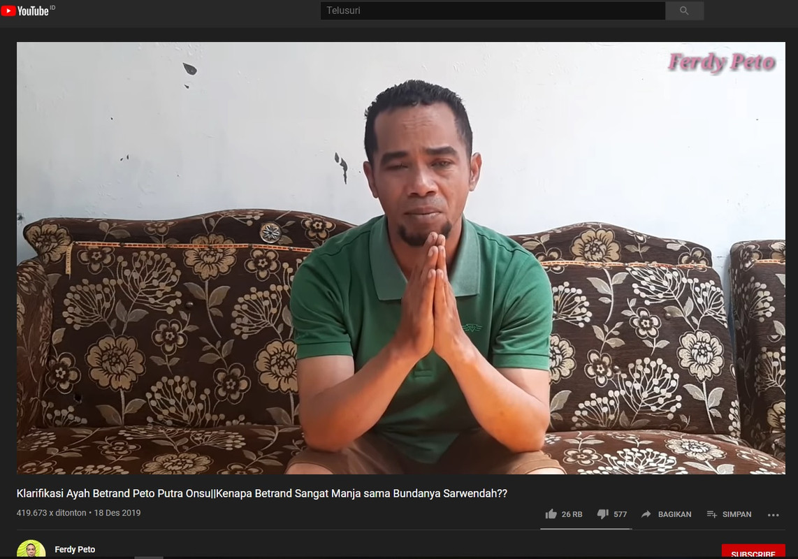 Ferdy Peto, ayah kandung Betrand Peto