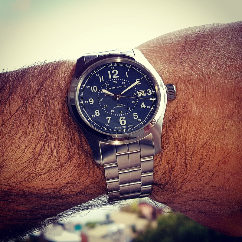 Hamilton Khaki Field Auto 42 mm 100M Blue Dial Bracelet #H70605143 (1)