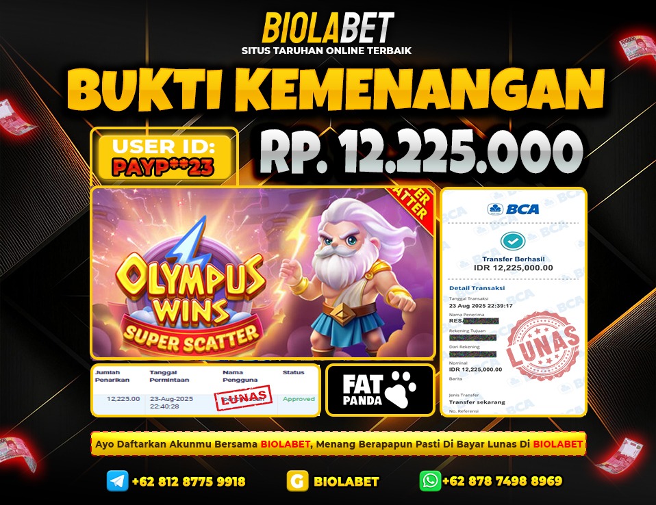 BIOLABET JACKPOT Fat Panda Rp.12.225.000.,- LUNAS