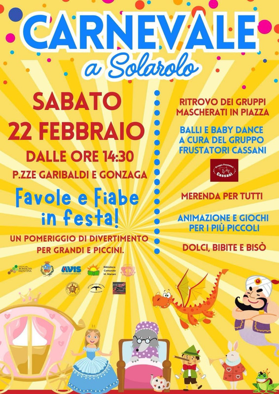 Carnevale di Solarolo (Ra) “Favole e Fiabe in festa!”, Sabato 22 febbraio