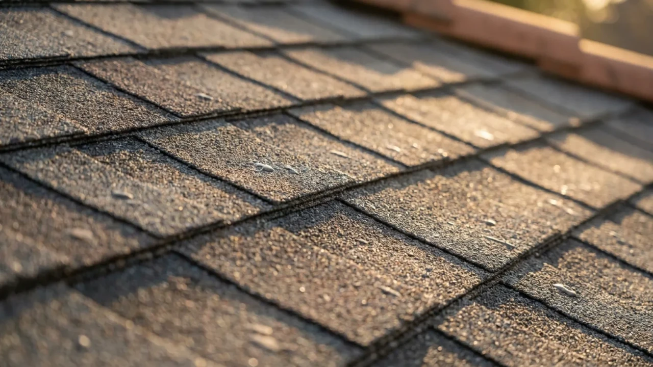Architectural asphalt shingles close-up San Antonio roofing