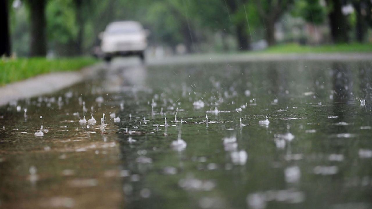 rain on street image
