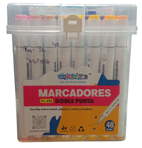 CAJA DE MARCADORES DOBLE PUNTA 48 COLORES 6935023125512 FL 255