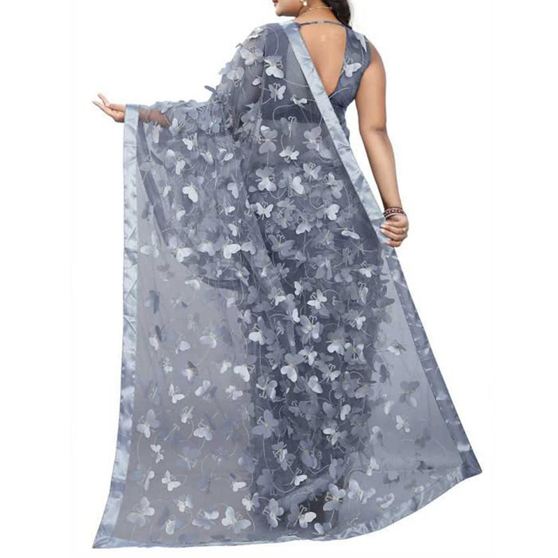 Sarí de mariposa para mujer con pieza de blusa elegante diseñador sari para ropa étnica - Imagen 27 de 48