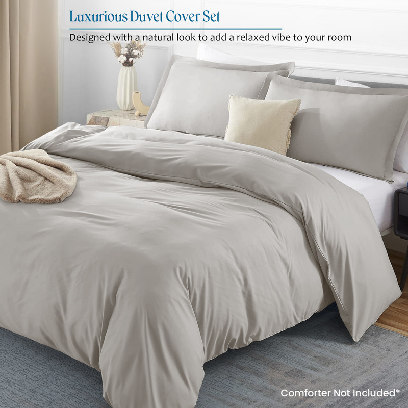 Picture of VEGAS HOTEL COLLECTION Classic Egyptian Cotton 1-Piece Duvet Cover { Zippered Closure } 1000 Thread Count- Fabulous Solid Looking Color Silver Grey - Twin/Twin XL Size
