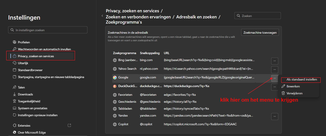 Edge zoeken2 zoekmachine