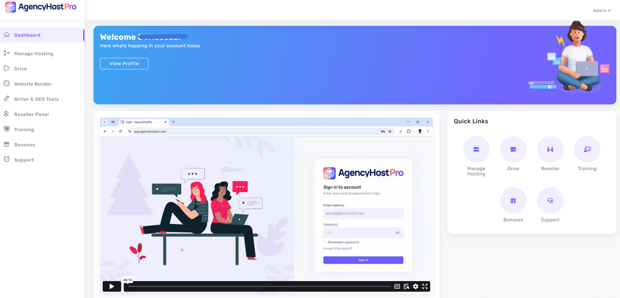 AgencyHostPro dashboard