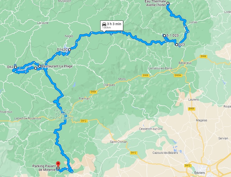 Rallye touristique Occitanie-Terres du Sud, 11-15 mai 2022 Parcours-J1-matin