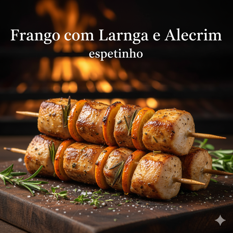 Chicken skewers with orange and rosemary.