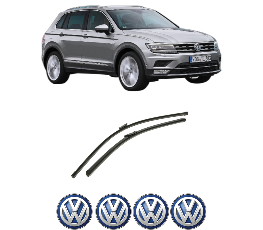 Set stergatoare auto Volkswagen TIGUAN SUV Van (AD1) din 2016-2020, pentru parbriz auto, 2 bucati, Bosch Aerotwin, din cauciuc siliconat rezistent, 4 Stickere Auto Volkswagen